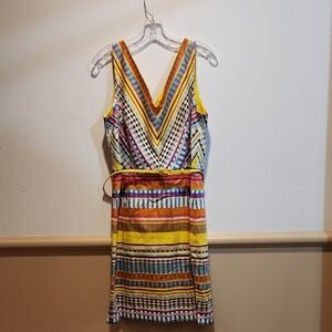 Vibrant Striped V-Neck Midi Dress